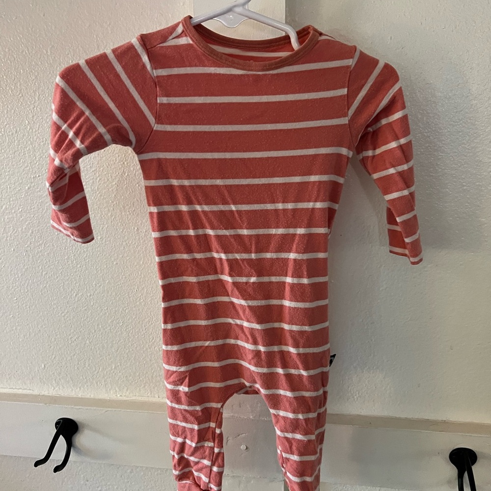 Cozy Coral and White Striped Kids Footie
